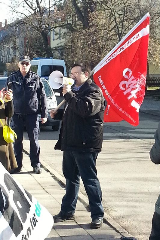 CampaignKazakhstan Berlin protest in front of the kazakh embassy on march 4 2013, Zhanartu president Ainur Kurmanov speaking